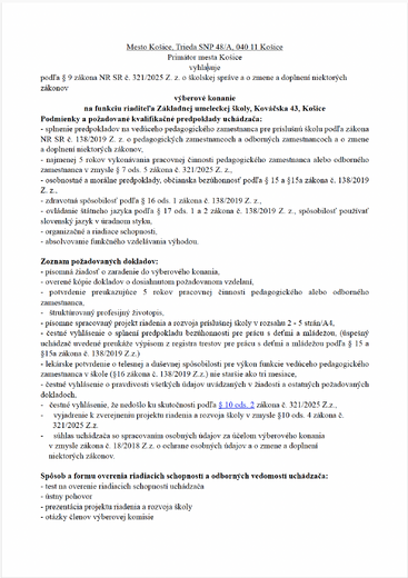 vyberove konanie na funkciu riaditela 1s
